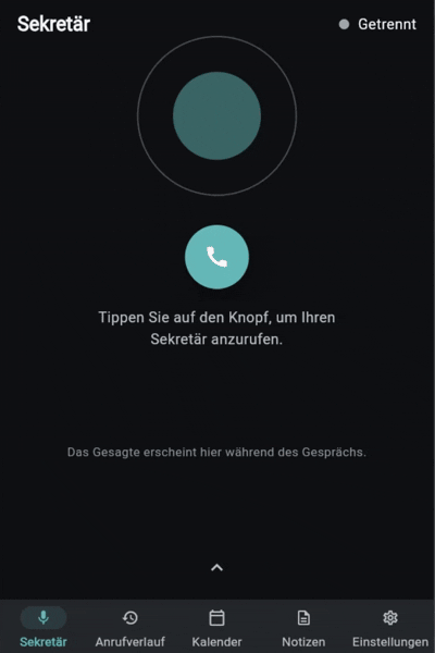 SekretAIr App während eines Gesprächs